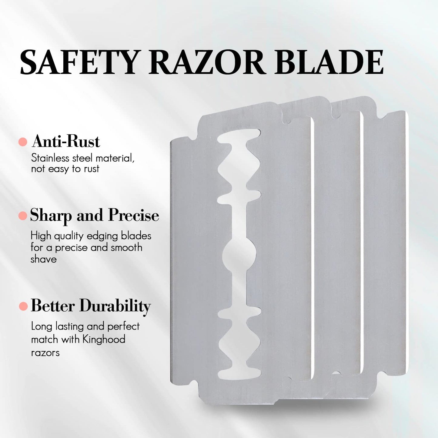 Anti-rust Stainless steel material not easy to rust Sharp and Precise High-quality edging blade for a precise and smooth have Better Durability Long lasting and perfect match with Kinghood razors