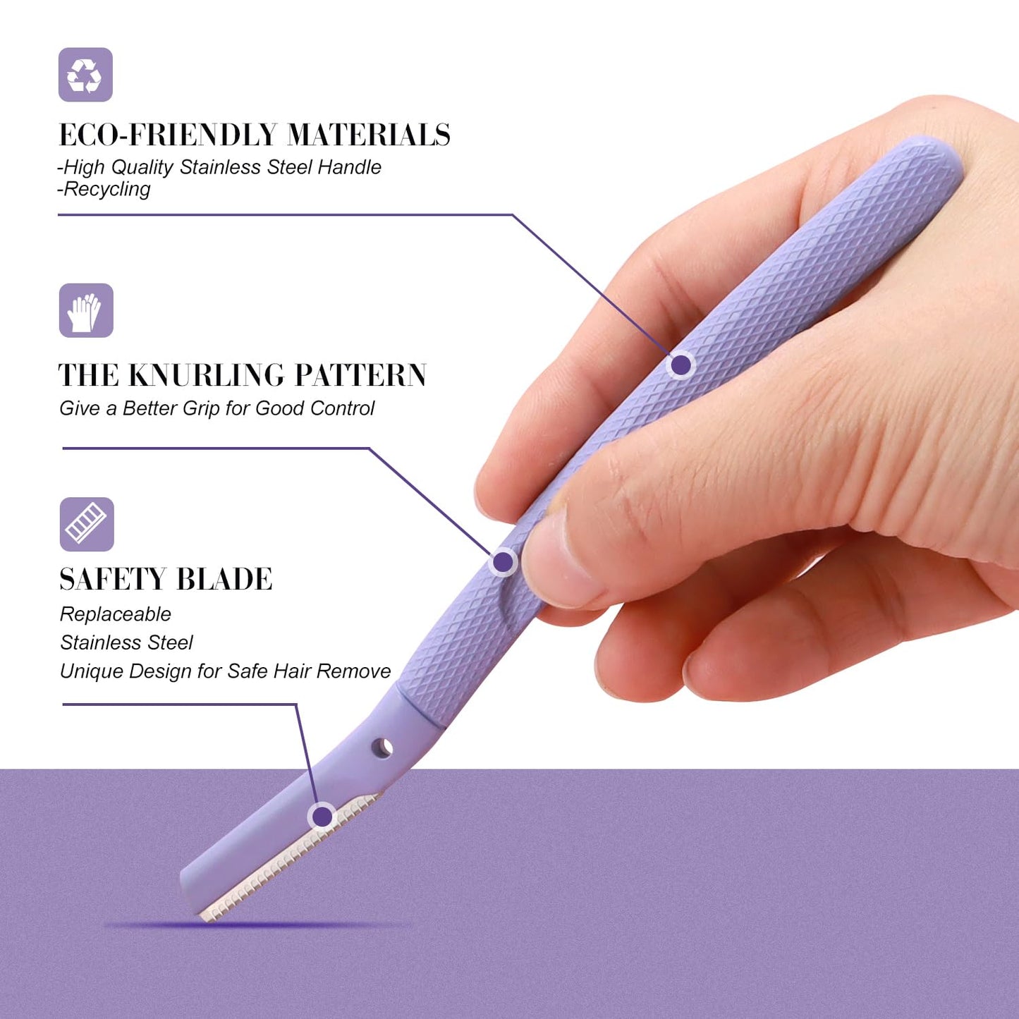 Elevate your grooming routine with our Metal Eyebrow Razors, designed specifically for women. This professional-grade dermaplaning tool ensures precise eyebrow shaping and facial hair removal, offering a salon-quality experience at home.
