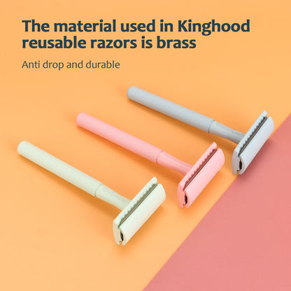 Using brass for KINGHOOD reusable razors is a great choice. Brass is known for its durability and resistance to corrosion, making it an excellent material for products that are meant to last. Additionally, its anti-drop properties ensure that the razor remains intact even if it slips from your hand, reducing the risk of damage or breakage. This combination of durability and anti-drop features makes KINGHOOD razors reliable and long-lasting, providing users with a superior shaving experience.