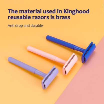 The KINGHOOD single-blade razor for women also boasts a plastic-free design, which is not only better for the environment but also provides an extra-long handle for easy and sustainable shaving. The metal handle provides a comfortable and sturdy grip, making it easy to control and maneuver the razor.