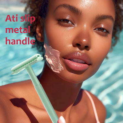 KINGHOOD safety razor with an anti-slip metal handle sounds like a smart design choice. The metal handle provides durability and a nice weight to the razor, while the anti-slip feature ensures a secure grip even when wet, reducing the risk of accidents or nicks while shaving. It's a combination of functionality and safety, making the shaving experience more comfortable and efficient.